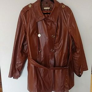 Brown leather coat